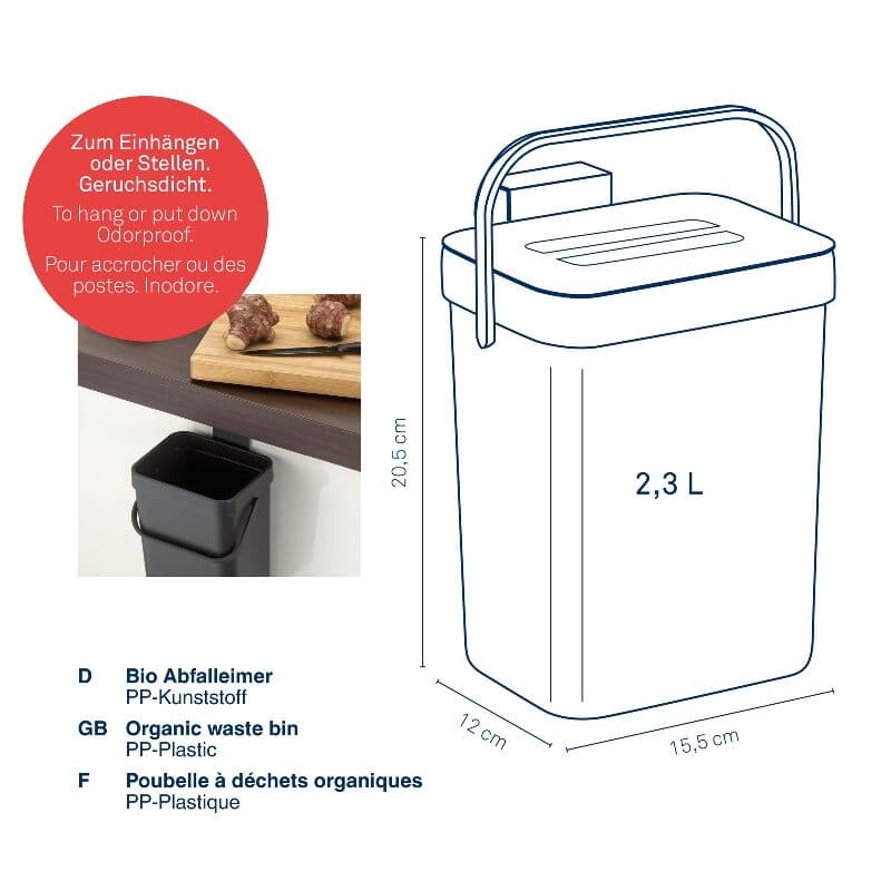 KELA Кош за органични отпадъци “Paulo“ – 2,3 л.