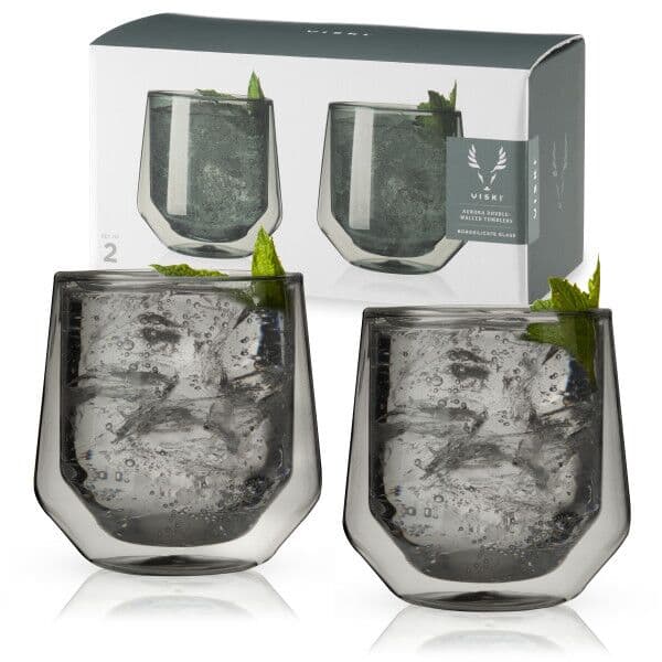 VISKI Двустенни чаши “AURORA“ 2 бр. – цвят опушено сиво – 270 мл.