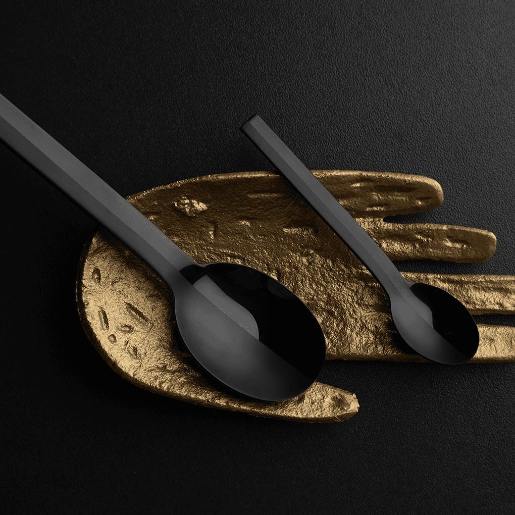 HERDMAR Прибори за хранене “TINTIM“- 24 части – черни (гланц + мат)