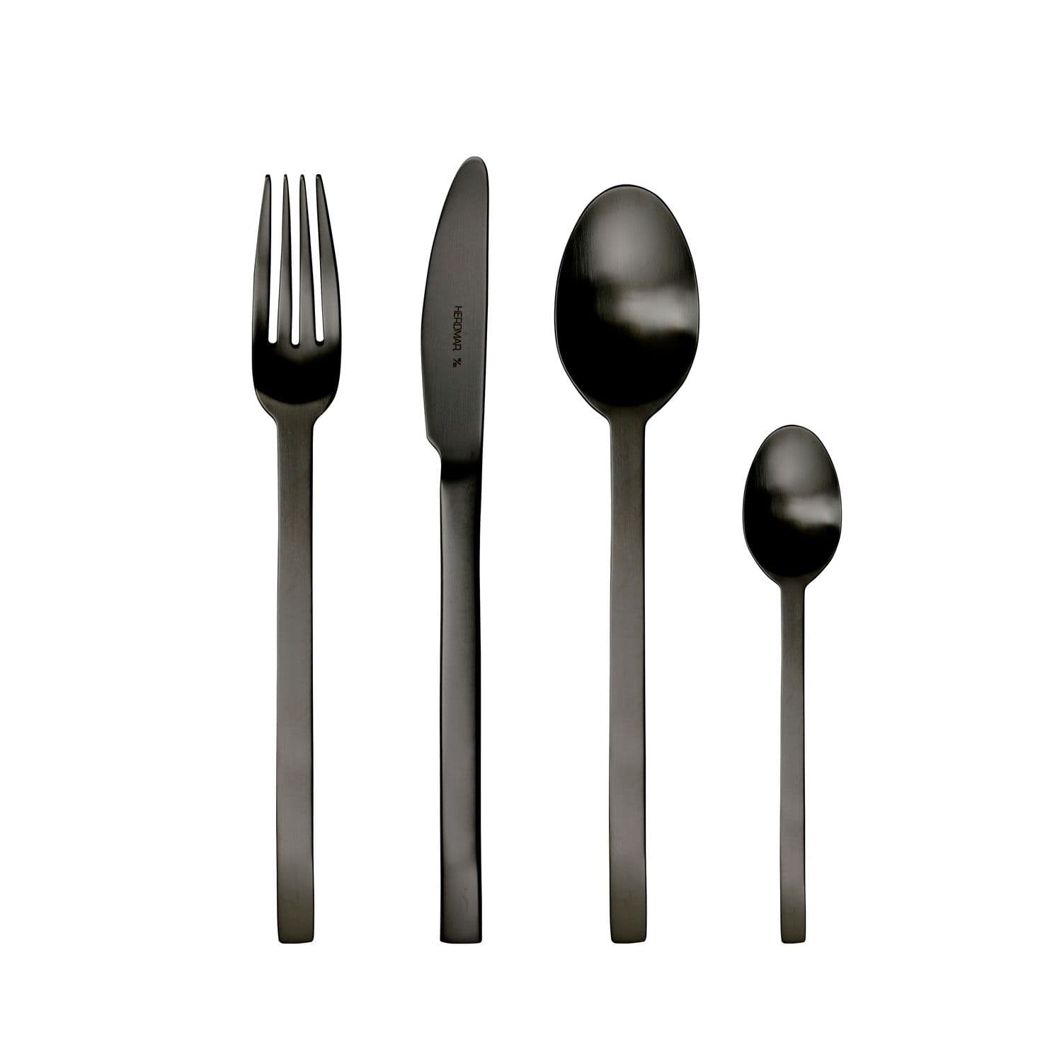 HERDMAR Комплект прибори за хранене “SPIGA“ - 24 части - черен/мат