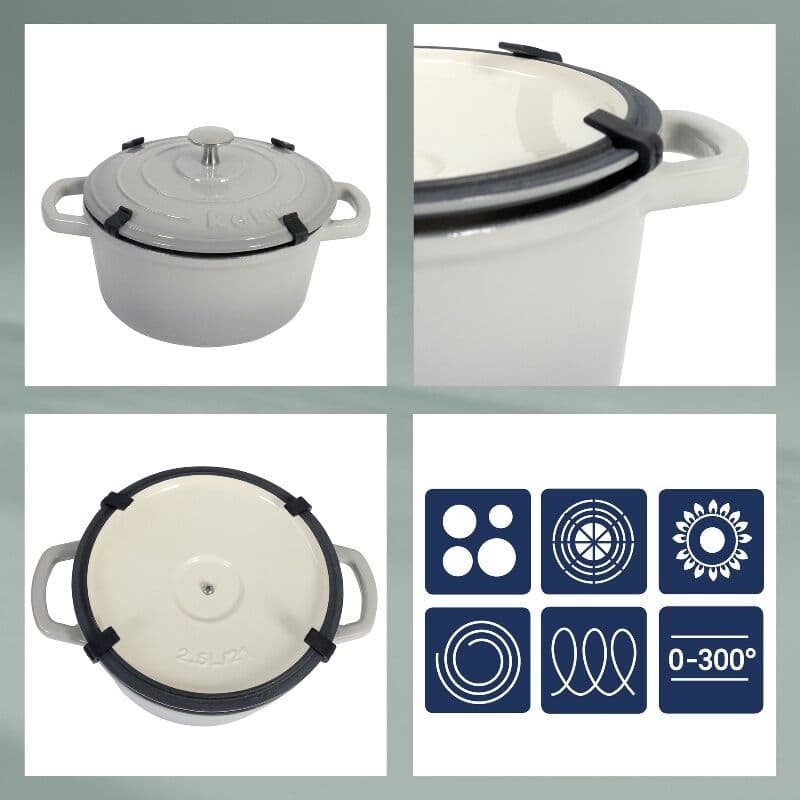 KELA Чугунена тенджера с капак “Calido“ – Ø 24 см. – светло сива