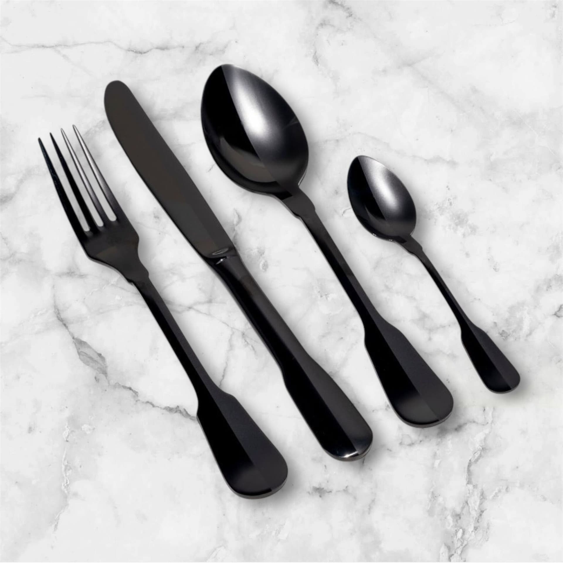 HERDMAR Прибори за хранене “MONO“- 24 части – черни (гланц + мат)