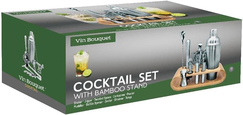Vin Bouquet Сет за коктейли с бамбукова стойка – 10 части