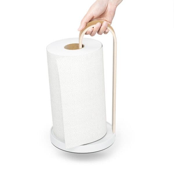 UMBRA Стойка за кухненска хартия “BELLWOOD“ – цвят бял / дърво