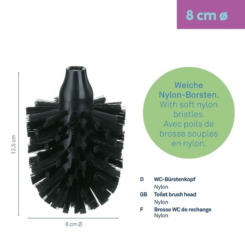 KELA Резервна мека глава за четка за тоалетна “La Brosse“ – Ø 8 см – черна
