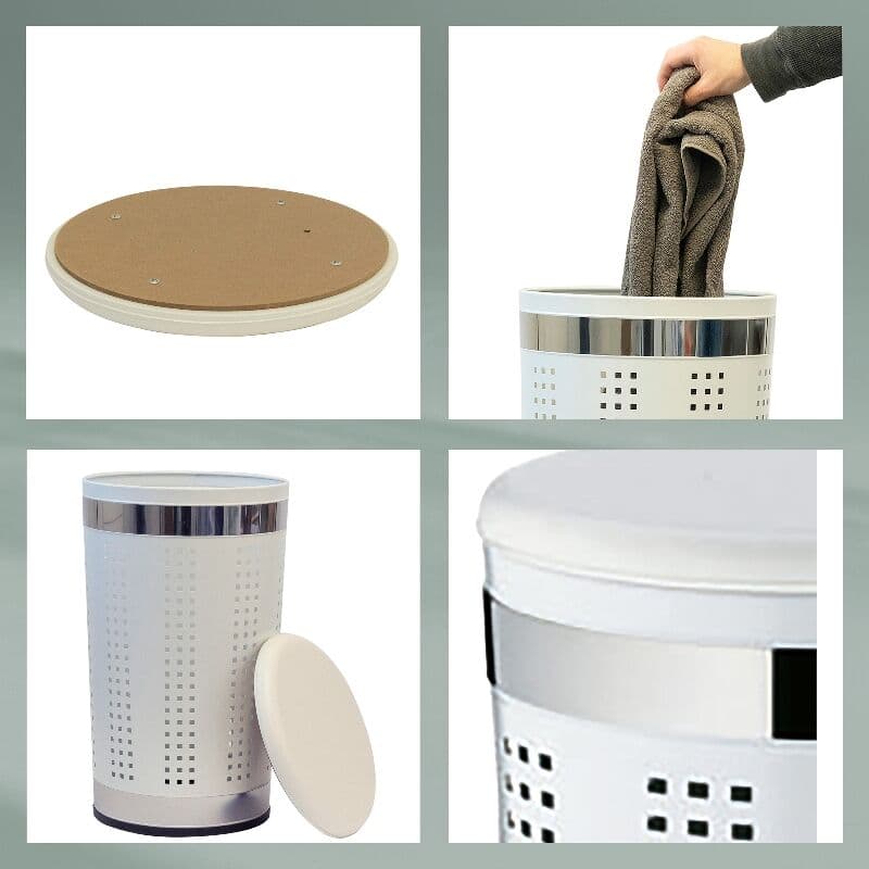 KELA Kош за пране и табуретка 2в1 “Sevilla“ – бял