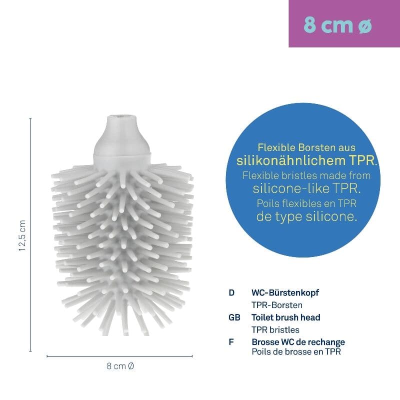 KELA Резервна гъвкава глава за четка за тоалетна “La Brosse“ – Ø 8 см. – светло сива