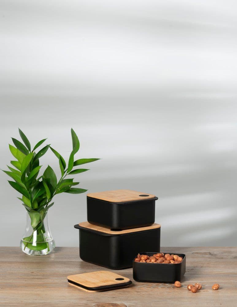 MAKU Кутия за съхранение с бамбуков капак 0,6 л. – размер М