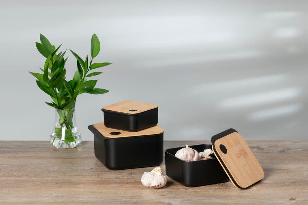 MAKU Кутия за съхранение с бамбуков капак 0,6 л. – размер М