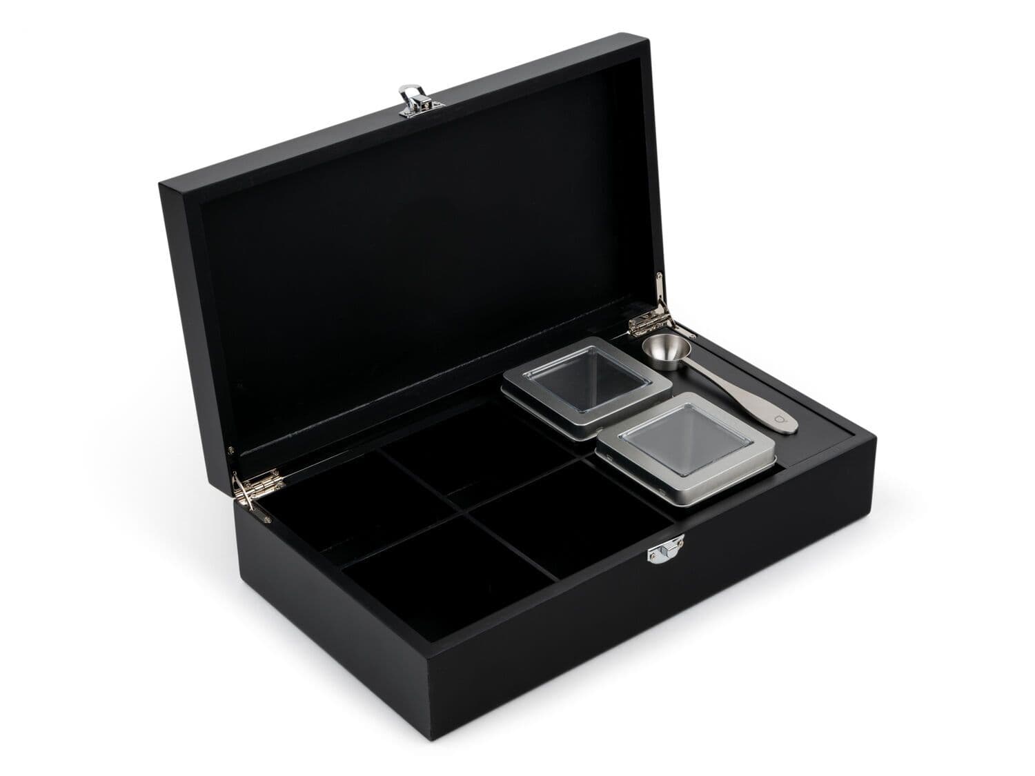 BREDEMEIJER Черна бамбукова кутия за чай с 2 канистера и дозаторна лъжица