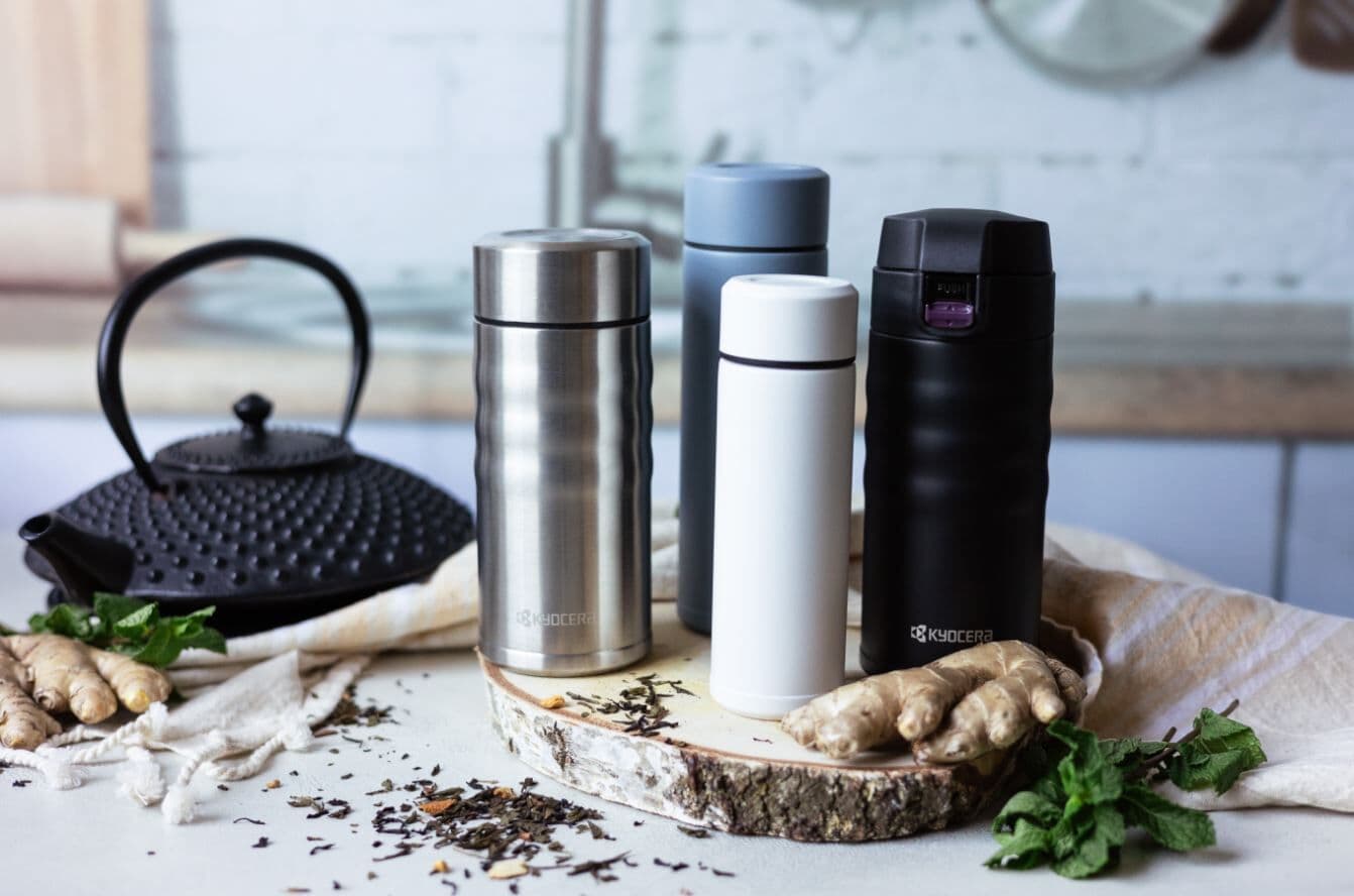 KYOCERA Двустенен термос с вакуумна изолация “Slim“ – 180 мл. – бял