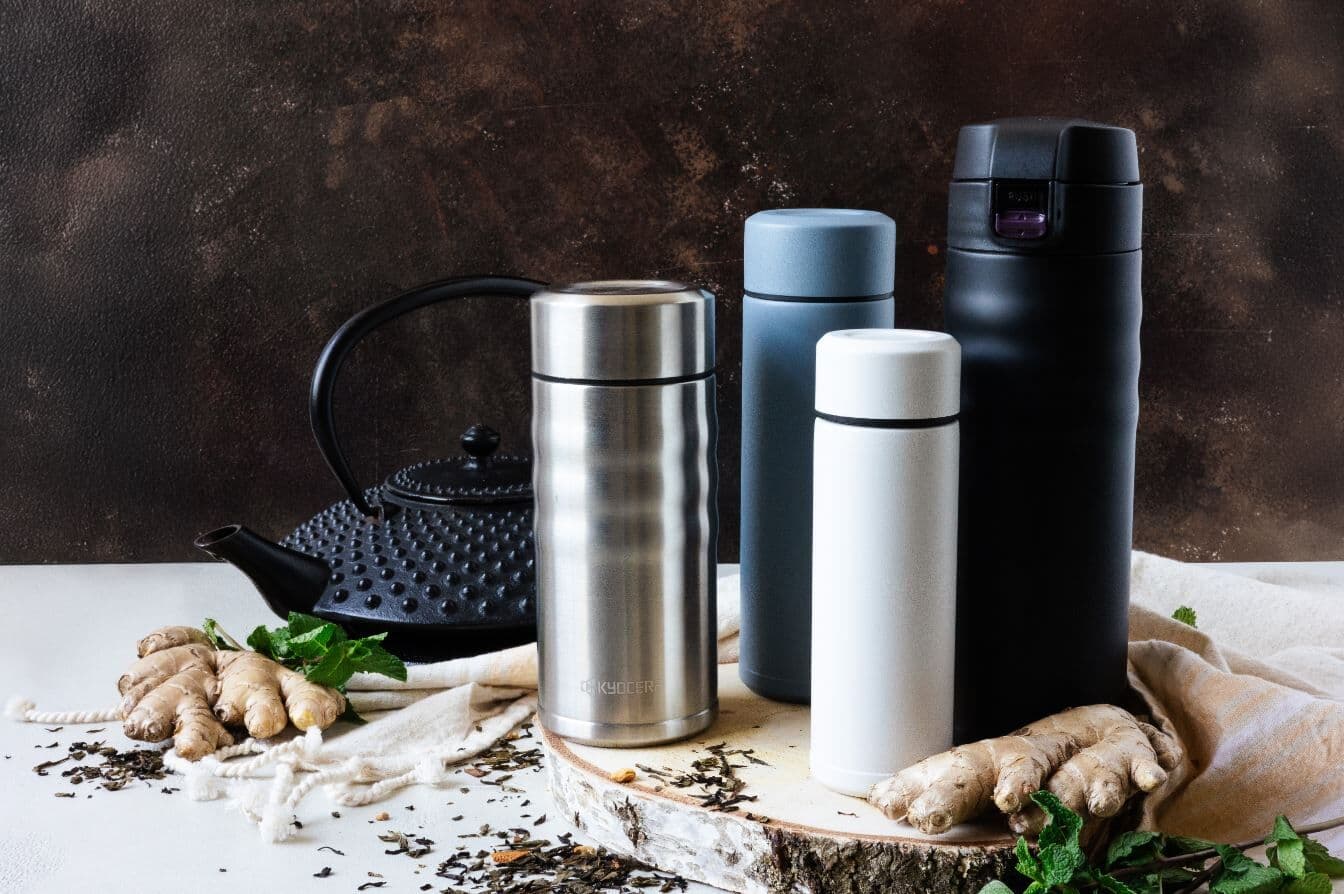 KYOCERA Двустенен термос с вакуумна изолация “Slim“ – 180 мл. – бял