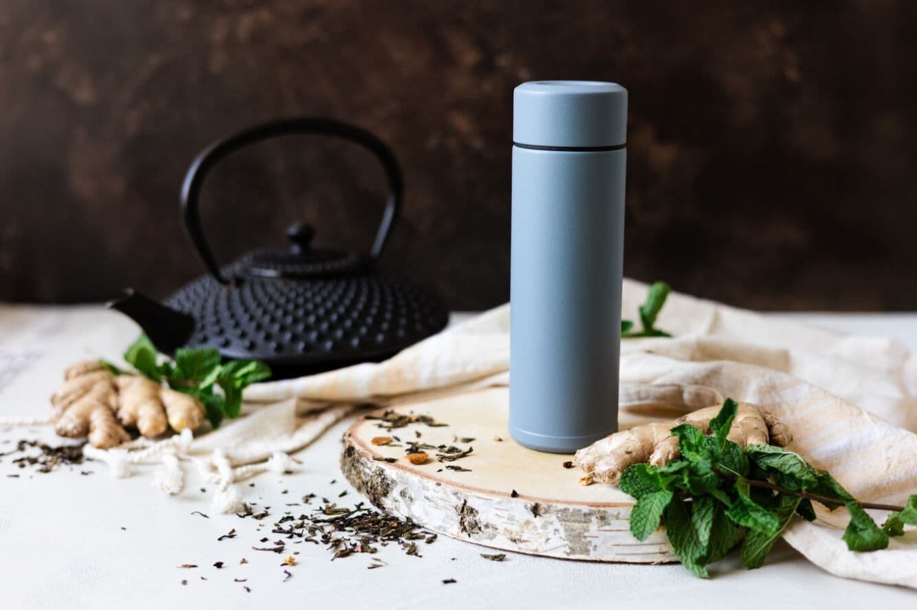 KYOCERA Двустенен термос с вакуумна изолация “Slim“ – 300 мл. – син