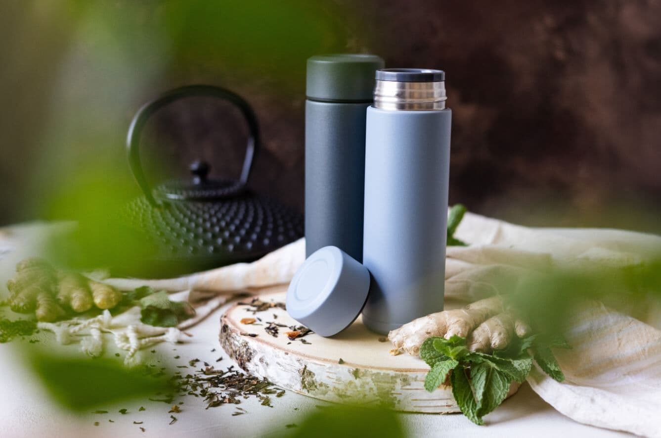 KYOCERA Двустенен термос с вакуумна изолация “Slim“ – 300 мл. – син