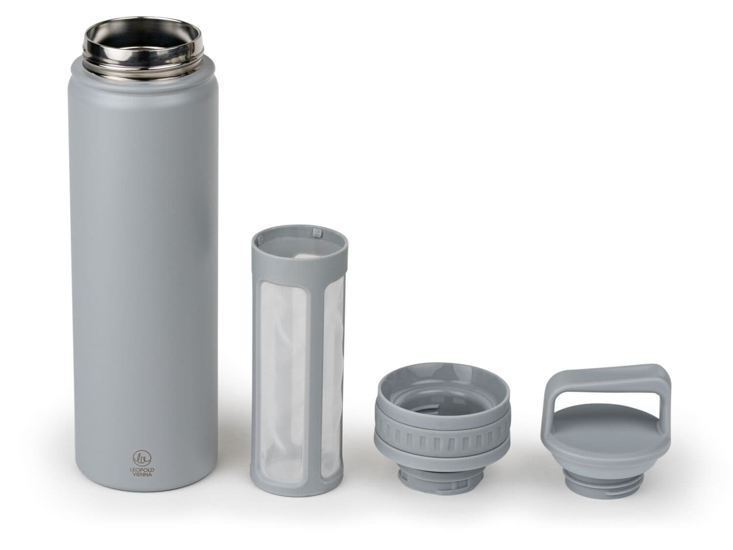 LEOPOLD VIENNA Стоманена филтрираща бутилка за студено кафе “Moshi“ – цвят сив – 600 мл.