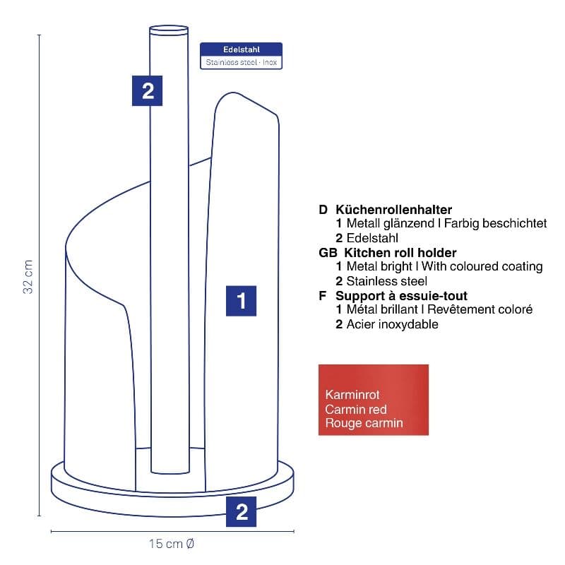 KELA Стойка за кухненска ролка “Stella“ – червена