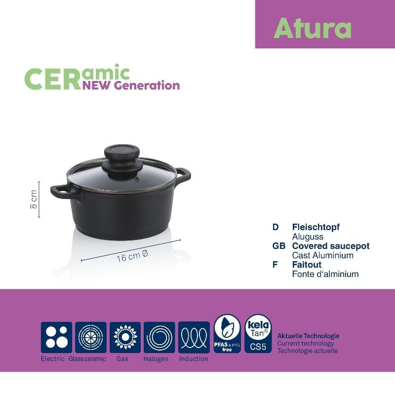 KELA Тенджера с керамично покритие с капак “Atura“ – Ø 16 см.