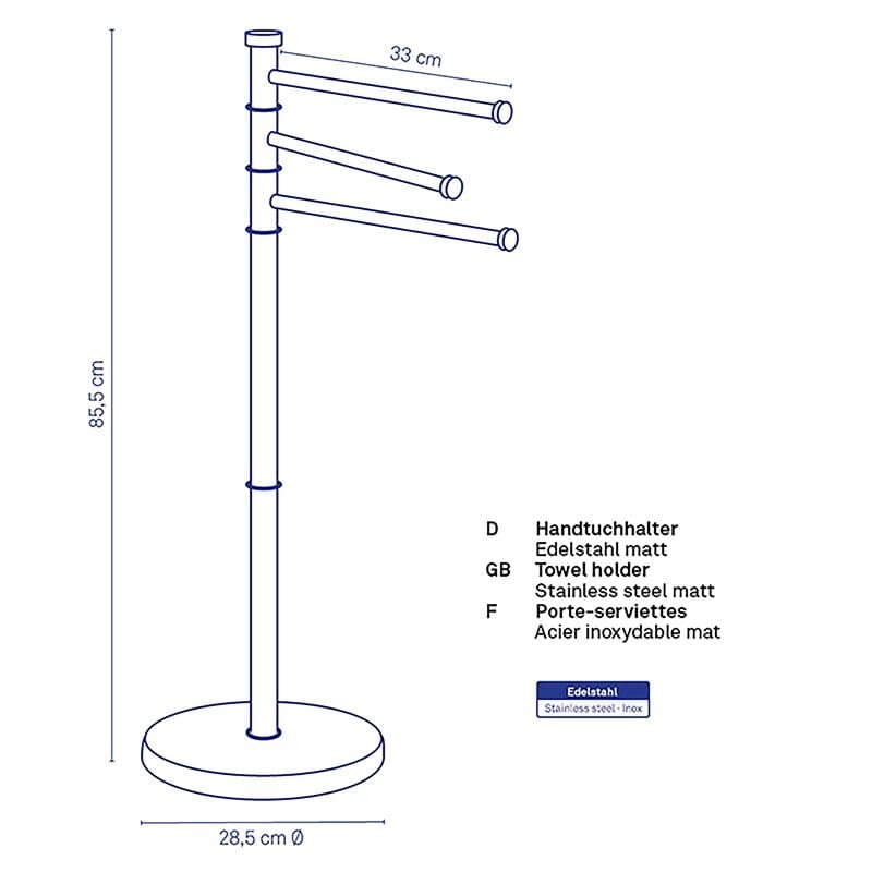 KELA Поставка за кърпи “Swing“ – сребрист мат – свободно стояща