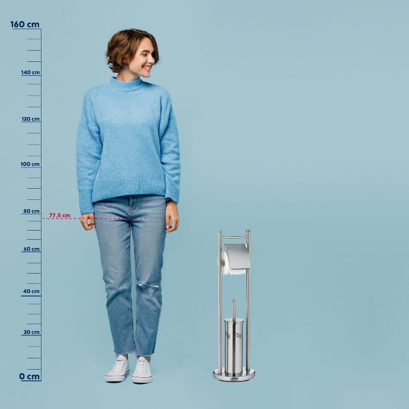 KELA Комплект стойка за тоалетна хартия и четка за тоалетна “Swing“ – сребрист мат – свободно стояща