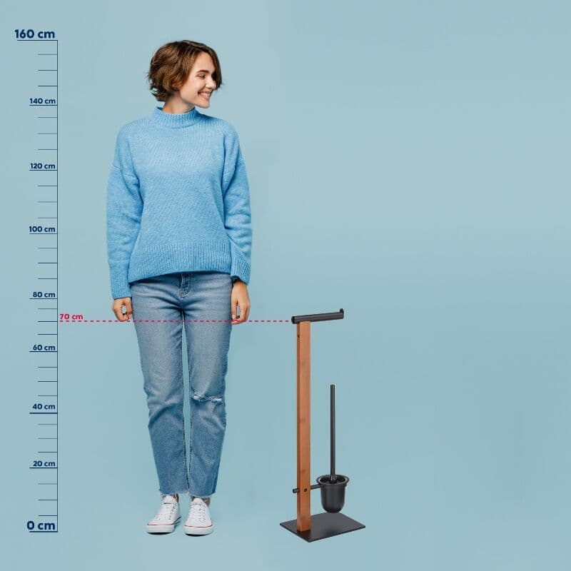 KELA Комплект стойка за тоалетна хартия и четка за тоалетна “Amir“ – черна – свободно стояща