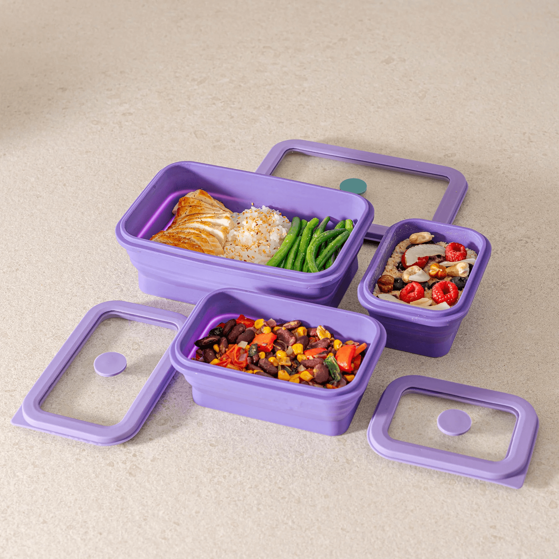 COOX Сгъваема херметическа кутия за храна – 1 л. – лилава