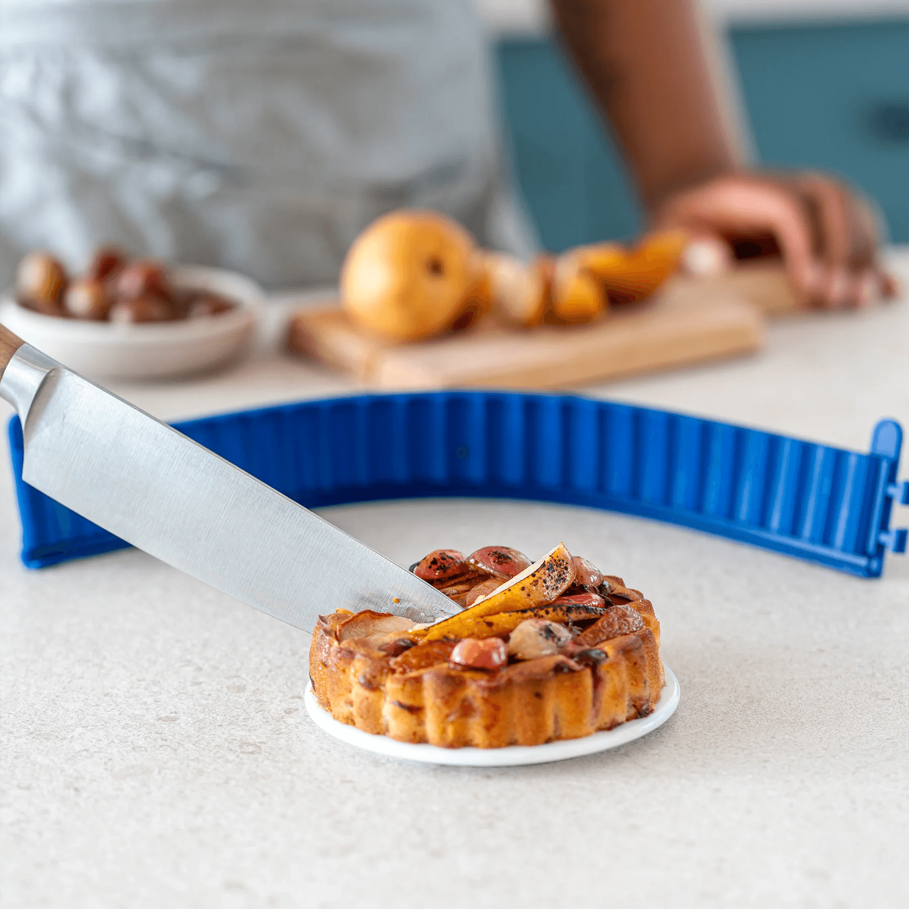 COOX Кръгла форма за тарт,киш или пай с порцеланова основа – Ø 12 см. – синя