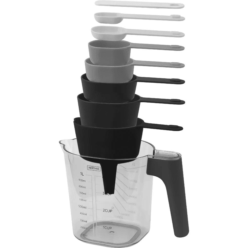 Nerthus Сет мерителни чашки и лъжички с мерителна кана 1 л.