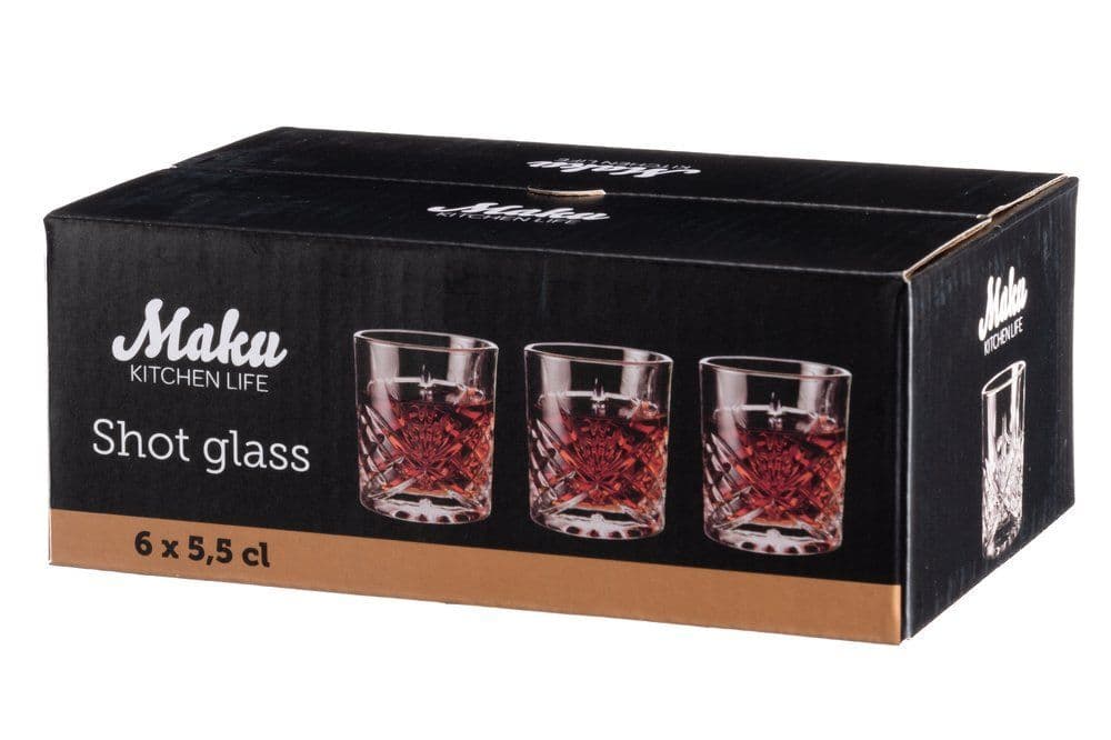 MAKU Комплект чаши за шотове от кристално стъкло – 6 бр. – 55мл.