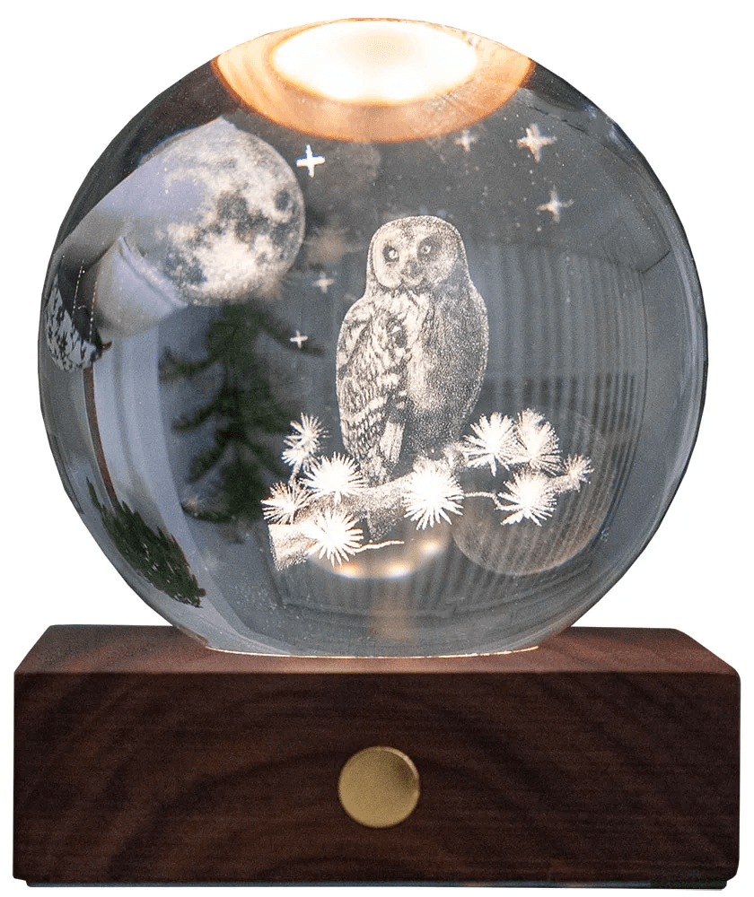 GINGKO 3D Смарт лампа “Amber Crystal“ - Бухал и Луна