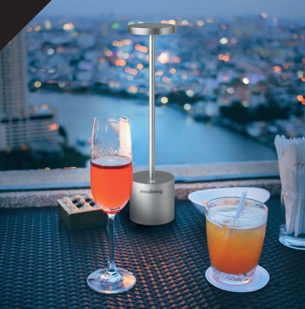 INNOLIVING Настолна LED лампа с акумулаторна батерия – цвят сребро