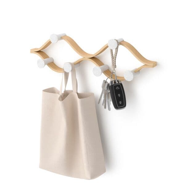 UMBRA Закачалка за стена с 6 бр. закачалки “MONTAGE“ – цвят бял / натурален