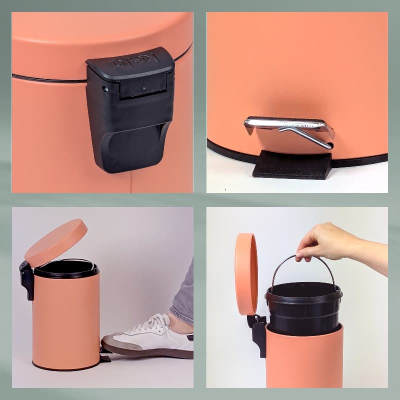 KELA Кош за отпадъци с педал “Monaco“ – прасковено розов – 3 л.