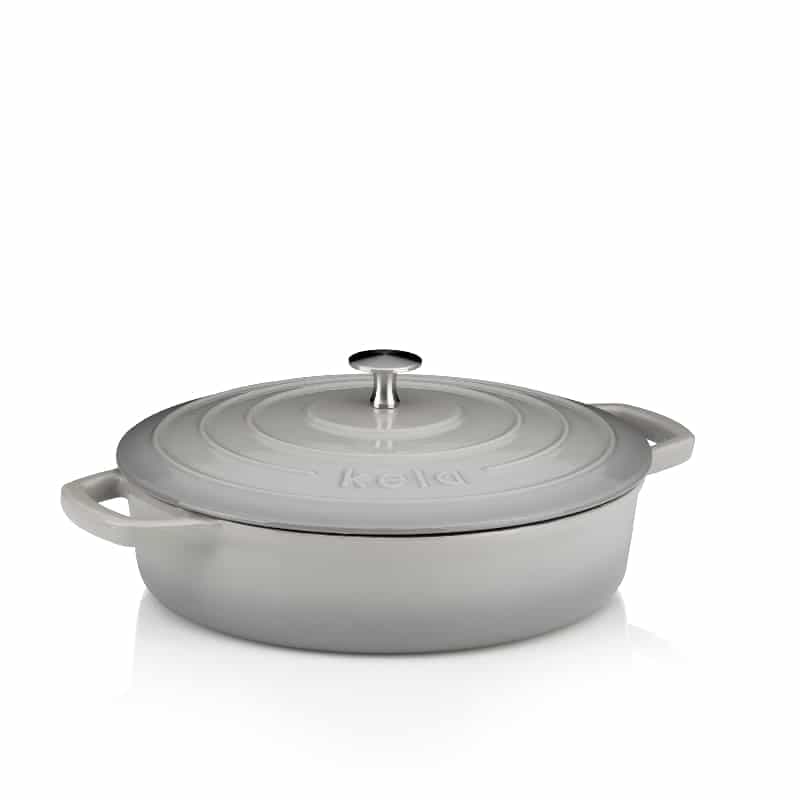 KELA Чугунена тенджера с капак “Calido“- плитка - Ø 28 см. - светло сива
