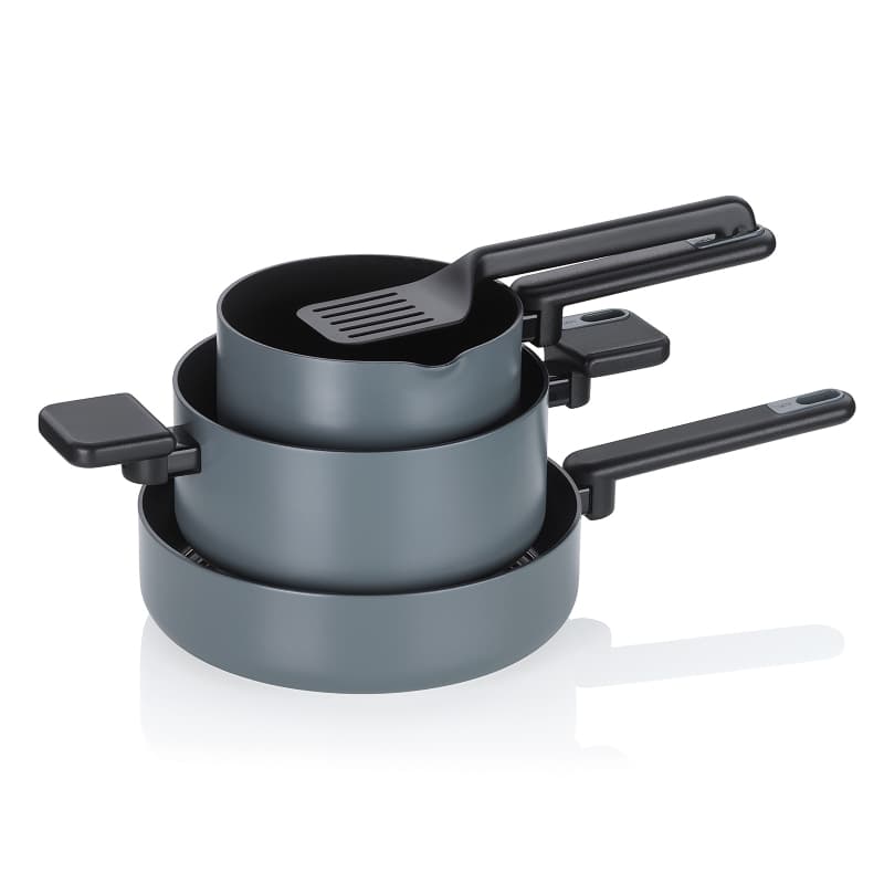 KELA Комплект съдове за готвене с керамично покритие “Mira“ - 5 части - тъмно сиви