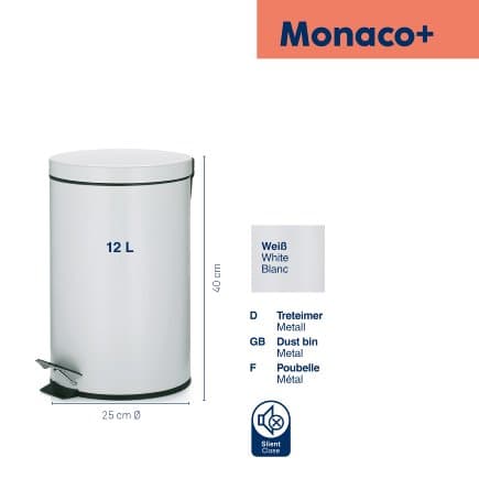 KELA Кош за отпадъци с педал “Monaco“ - бял - 12л. - снимка 4