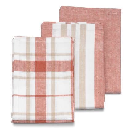 KELA Комплект от 3 бр. домакински кърпи за съдове “Pasado“ - 65х45 см. - цвят корал