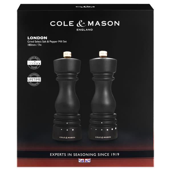 COLE & MASON Комплект мелнички за сол и пипер “LONDON“ - 18 см. - цвят тъмен шоколад - с механизъм за прецизност - снимка 2