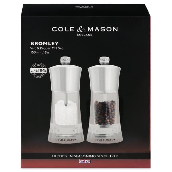 COLE & MASON Комплект акрилни мелнички за сол и пипер “BROMLEY“ - 15 см. - снимка 2