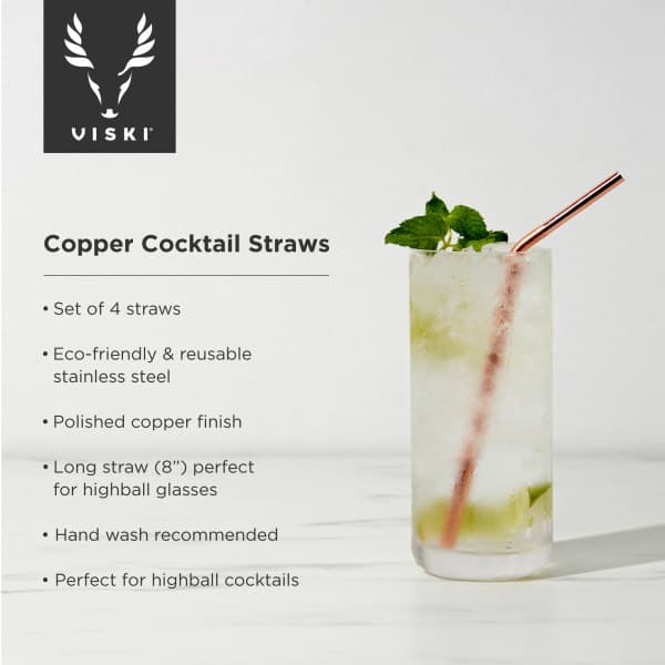 VISKI Коктейлни сламки 20 см “SUMMIT COPPER“- 4 бр. - снимка 3
