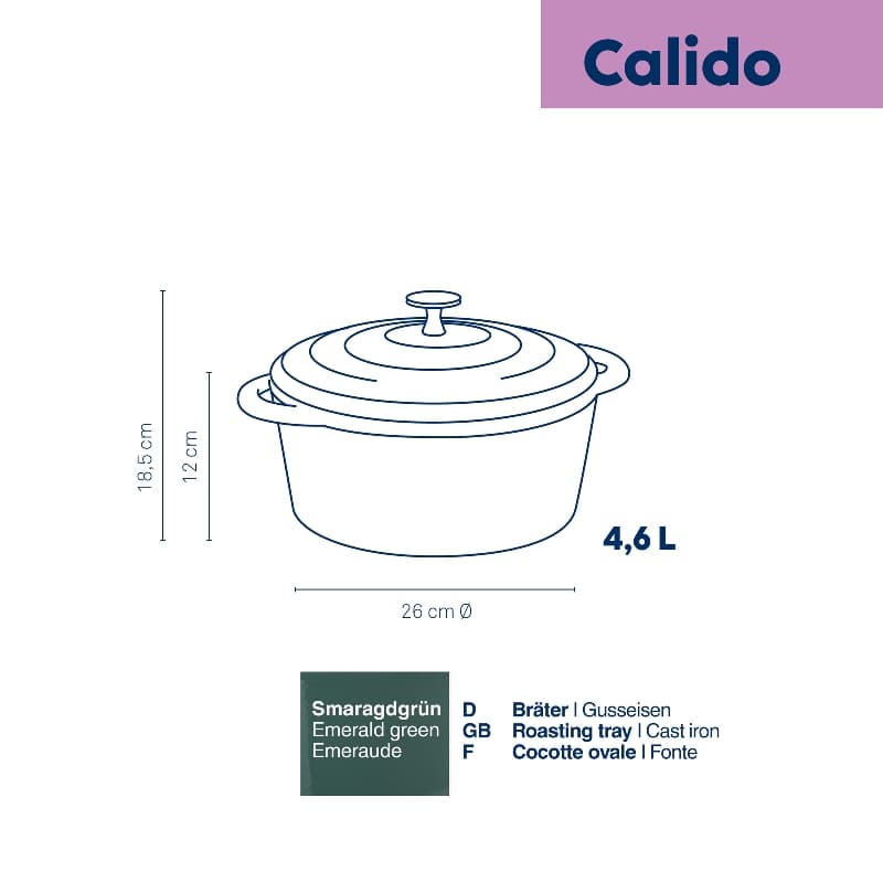 KELA Чугунена тенджера с капак “Calido“ - Ø 26 см. - зелена - снимка 2