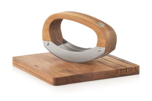 AdHoc Нож за кълцане с дъска RoccaVerde - акация