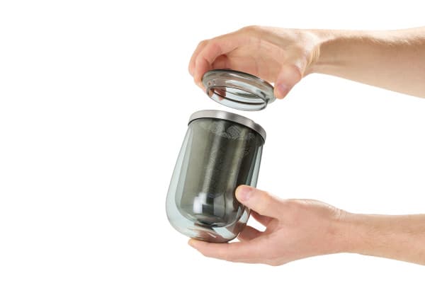 AdHoc Двустенна чаша с инфузер за чай Fusion Glass - 400 мл. - сиво стъкло — снимка 4