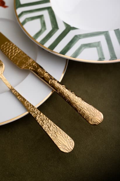 HERDMAR Прибори за хранене “PAVO“- 24 части - позлатени - снимка 9