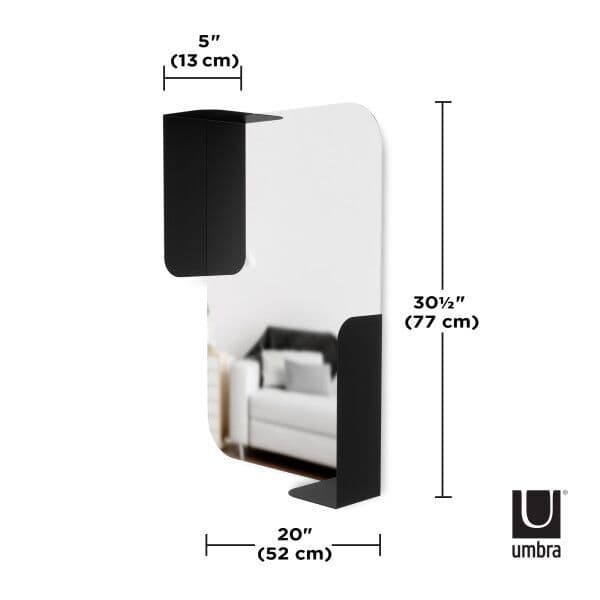 UMBRA Огледало за стена с рафтове “ALCOVE“ – цвят черен