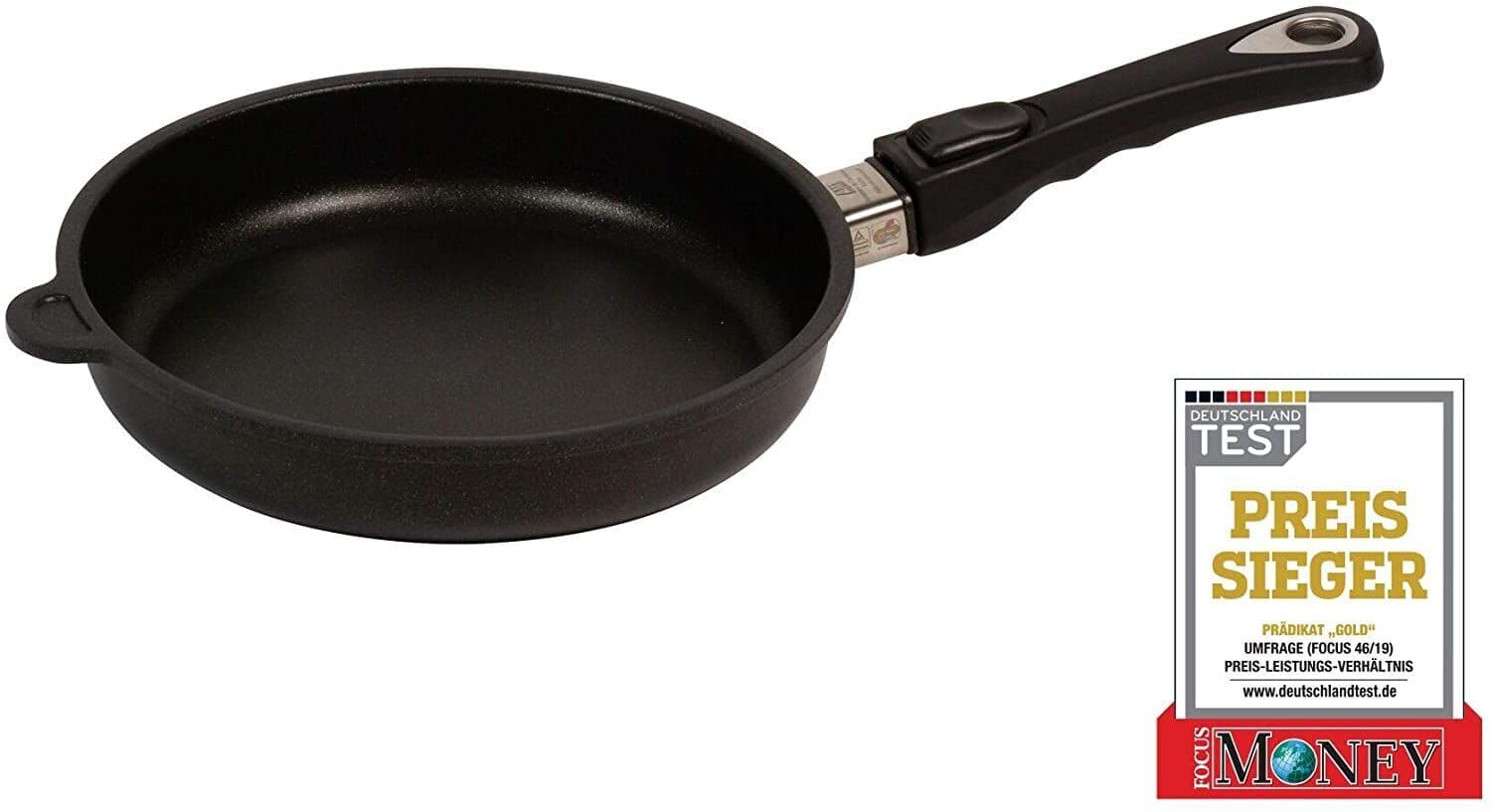 AMT Gastroguss Тиган плитък Ø 28 см, височина 5 см, с мобилна дръжка