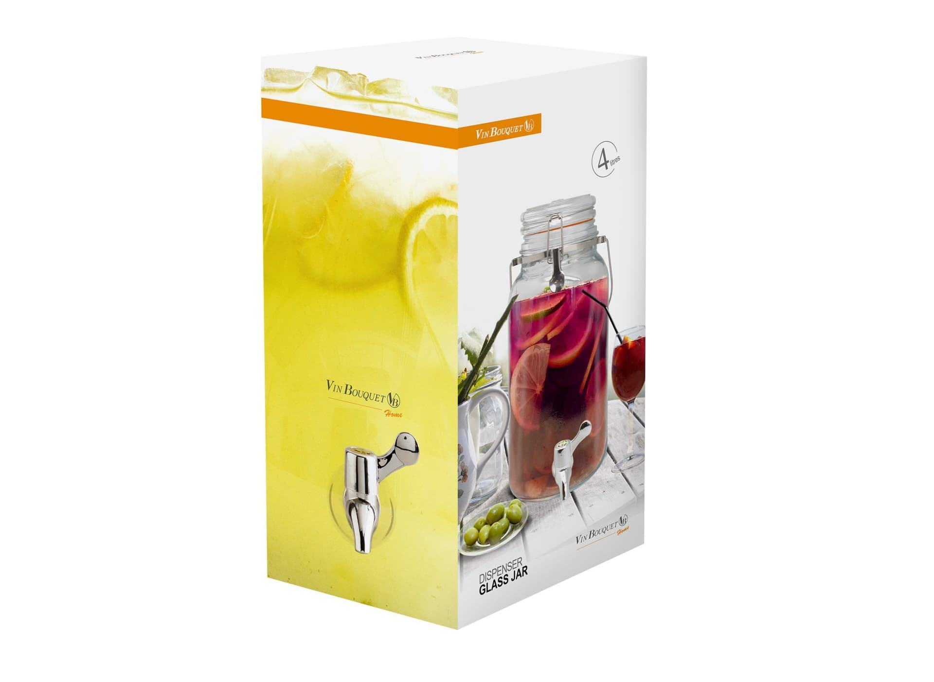 Vin Bouquet Стъклен буркан / диспенсър за течности 4л. с кранче