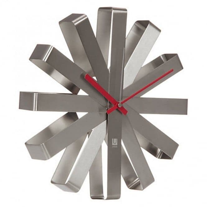 UMBRA Стенен часовник “RIBBON“ – цвят инокс