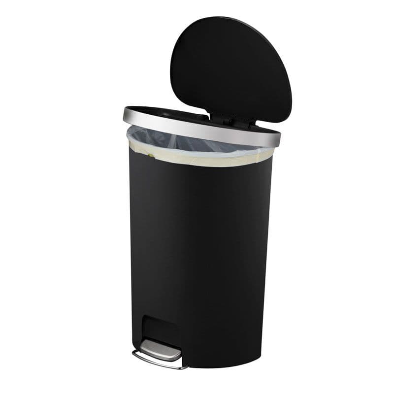 EKO Полукръгъл кош за отпадъци “HANA“ – черен – 55 л. – с вградени колела