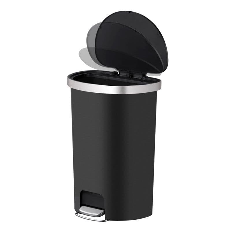 EKO Полукръгъл кош за отпадъци “HANA“ – черен – 55 л. – с вградени колела