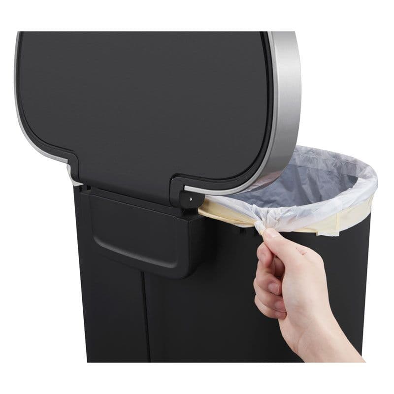 EKO Полукръгъл кош за отпадъци “HANA“ – черен – 55 л. – с вградени колела